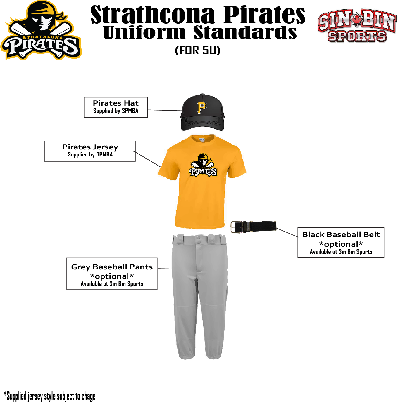 Pirates 5U uniform standard